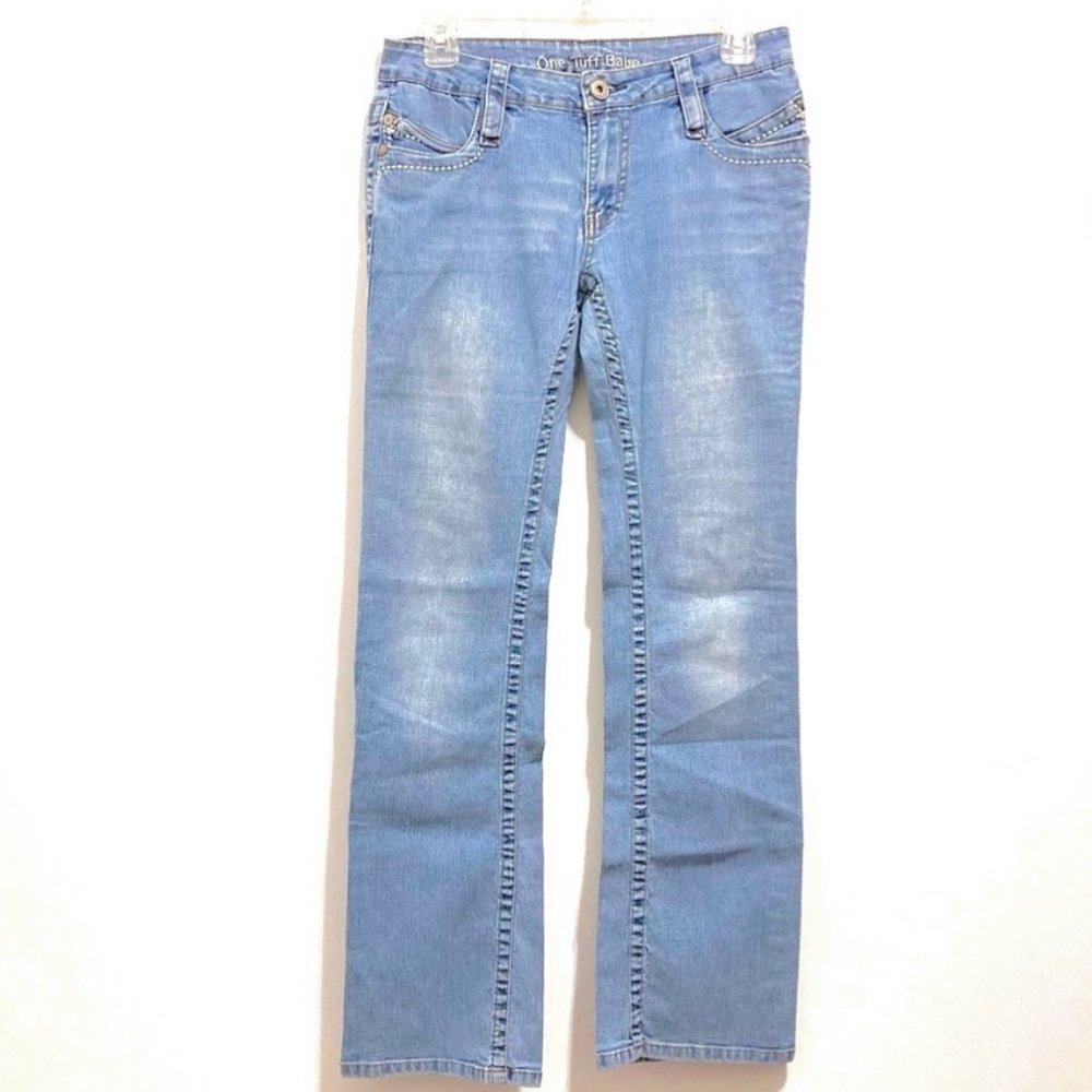 One Tuff Babe Women’s Light Wash Blue Denim Straight Leg Jeans